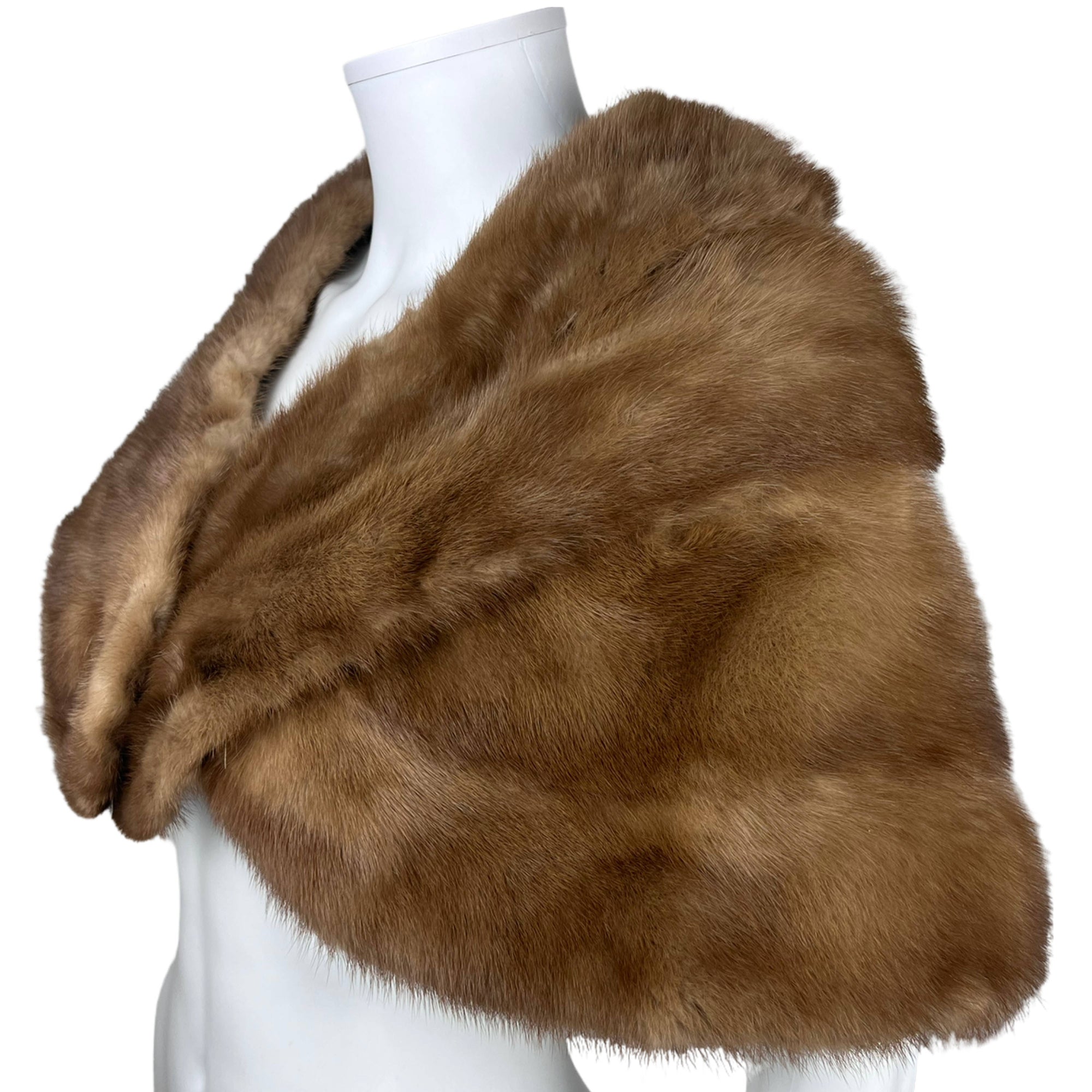 1950s 60s Vintage Mink Fur Stole Brown Shoulder Wrap Sz M L
