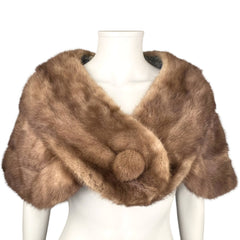 1950s 60s Vintage Mink Fur Stole Brown Shoulder Wrap Sz M L