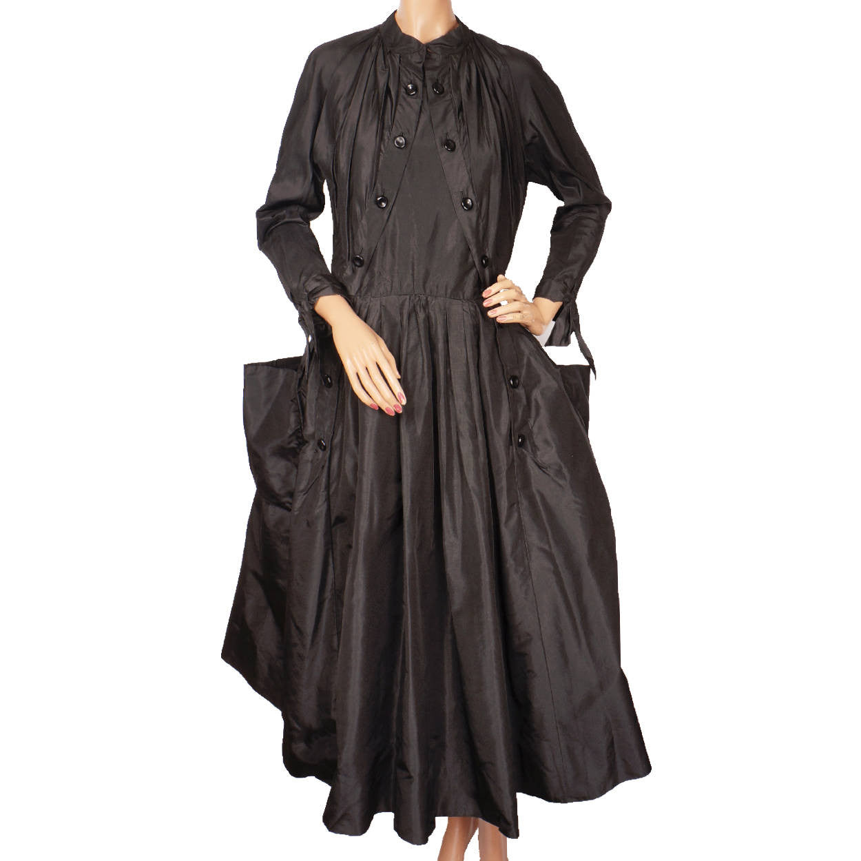 Vintage 1950s Christian Dior New Look Dress Black Silk Taffeta Medium Poppy's Vintage Clothing Vintage 1950s Christian Dior New Look Dress Black Silk Taffeta Medium Poppy's Vintage Clothing