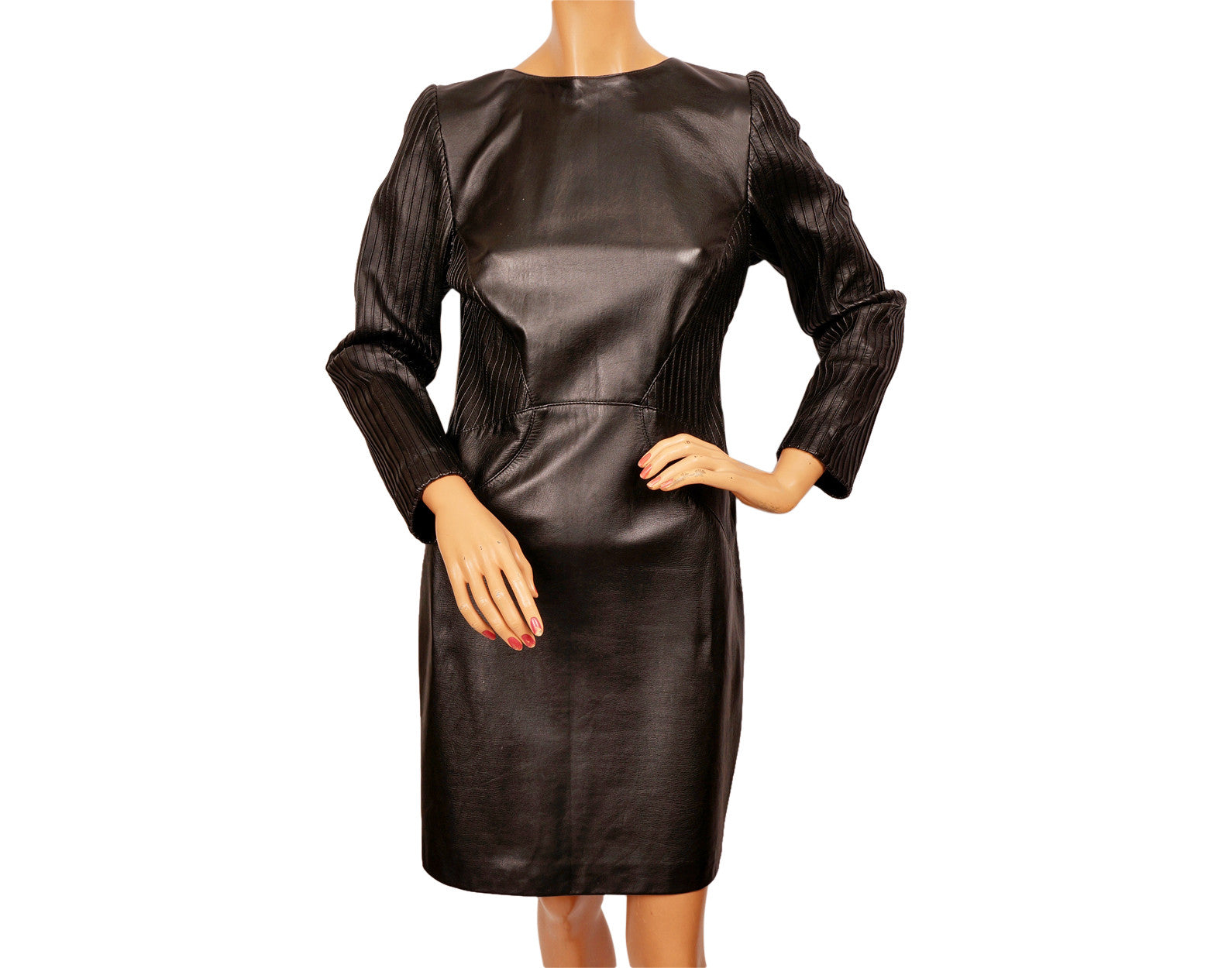 Vintage 90s Black Leather Dress by Trussardi - Made in Italy - S Poppy's Vintage Clothing Vintage 90s Black Leather Dress by Trussardi - Made in Italy - S Poppy's Vintage Clothing