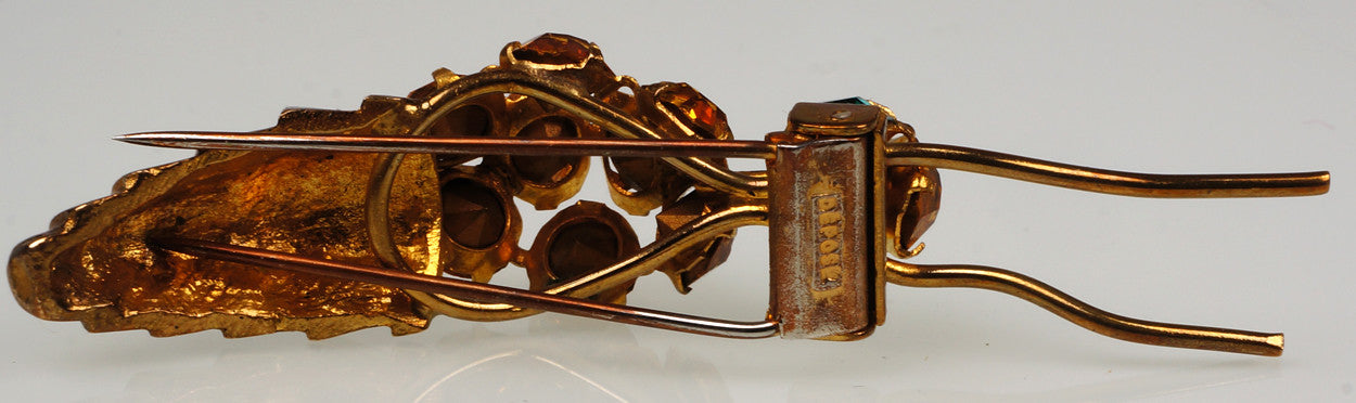 SOLD Vintage Rhinestone Wasp Clip Brooch Marked Déposé Made in France Pin - Poppy's Vintage Clothing