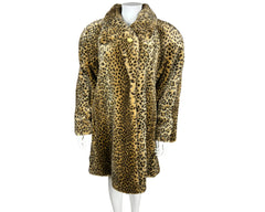Vintage 1980s Ladies Donnybrook Faux Fur Coat Leopard Print