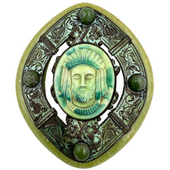 1920s Egyptian Revival Pendant Celluloid Glass Belt Buckle
