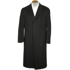 Vintage Mens Overcoat 100% Italian Cashmere Black Coat Size 42 Excellent - Poppy's Vintage Clothing