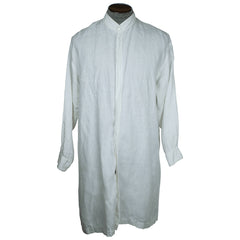 Eskandar Mens Night Shirt White Linen Made in England Size 1 - Poppy's Vintage Clothing