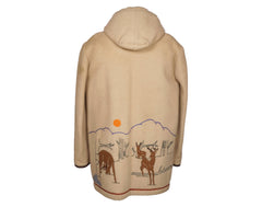 Vintage 1970s Inuit Blanket Wool Winter Parka Coat James Bay Eskimo Style - Mens L - Poppy's Vintage Clothing
