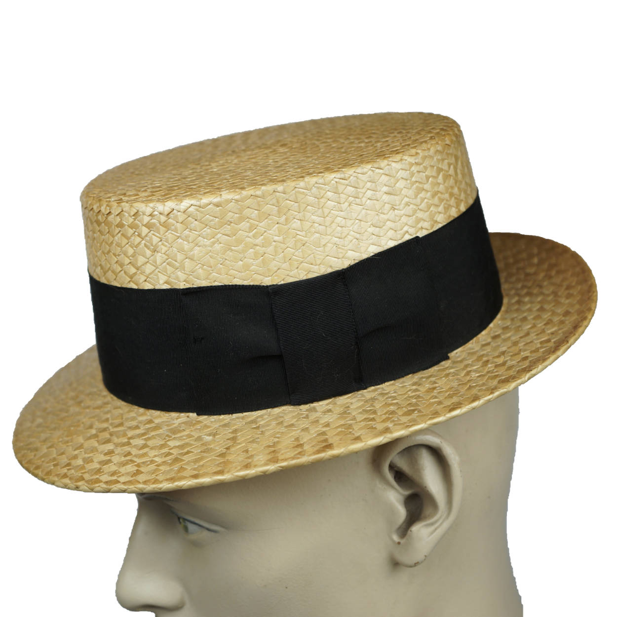 Vintage 1920s 30s Straw Boater Hat Mens Size Small - Poppy's Vintage Clothing