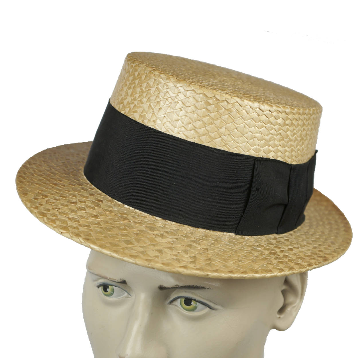 Vintage 1920s 30s Straw Boater Hat Mens Size Small - Poppy's Vintage Clothing