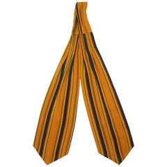 Vintage 1960s Italian Silk Ascot Orange Yellow Blue Green Striped Cravat Italy - Poppy's Vintage Clothing