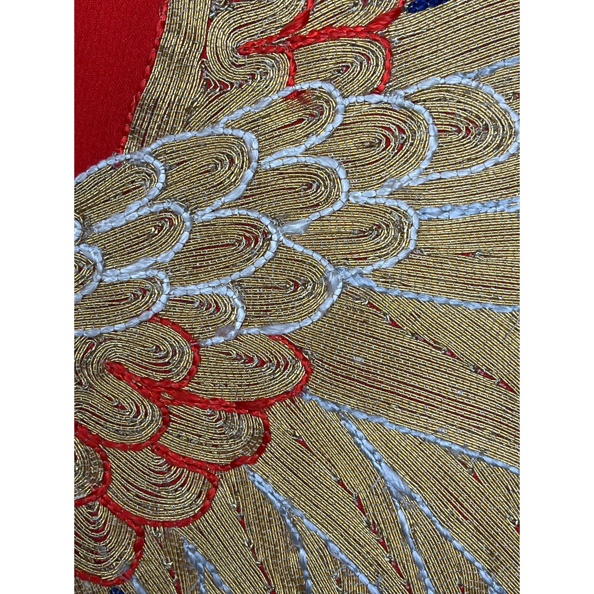 Japanese Wedding Kimono Iro Uchikake Red Silk w Gold Cranes