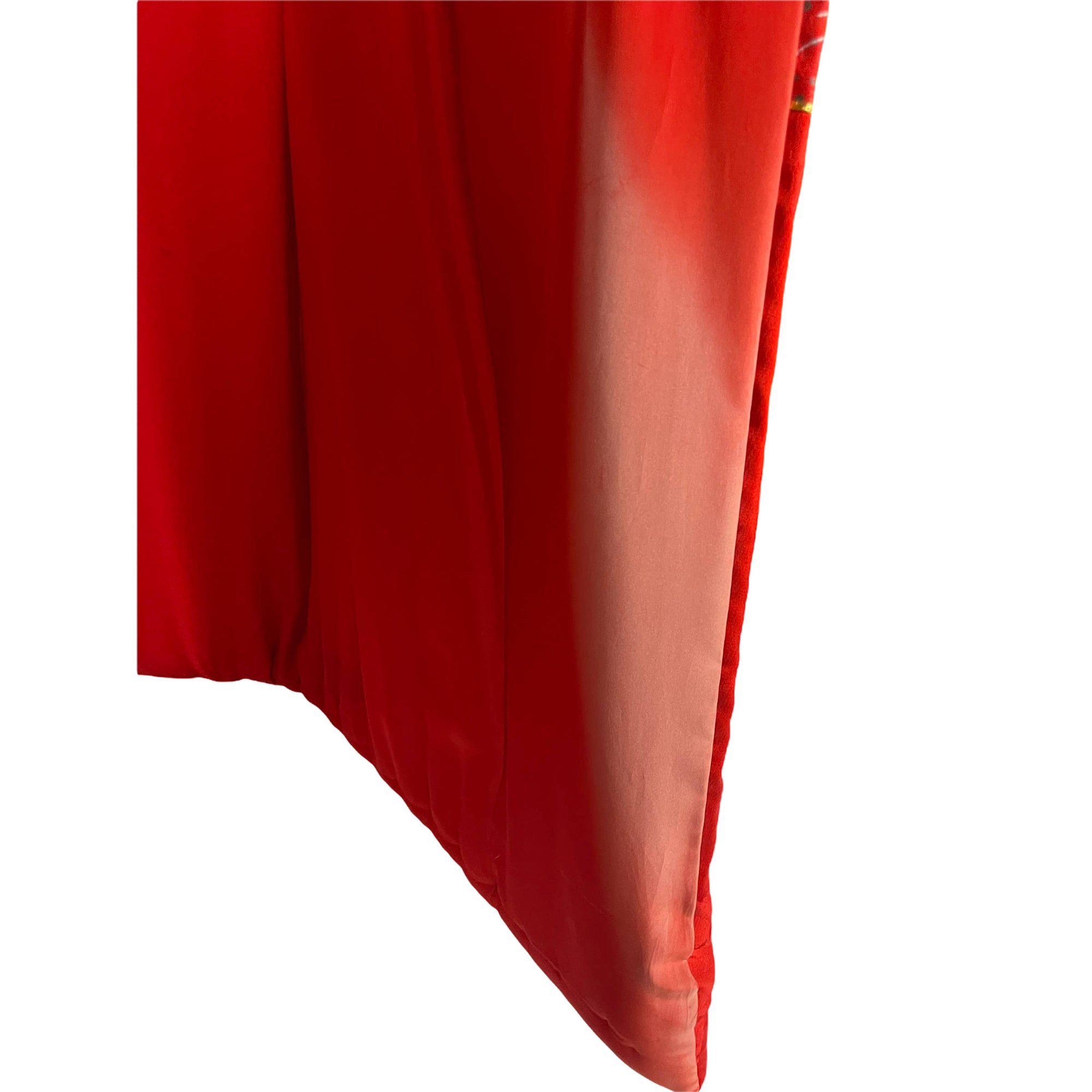 Japanese Wedding Kimono Iro Uchikake Red Silk w Gold Cranes