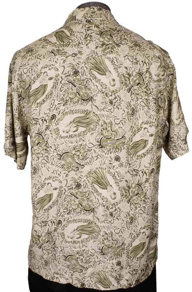 Vintage 70s Hawaiian Shirt by Kamehameha w Hula Print - L - Poppy's Vintage Clothing