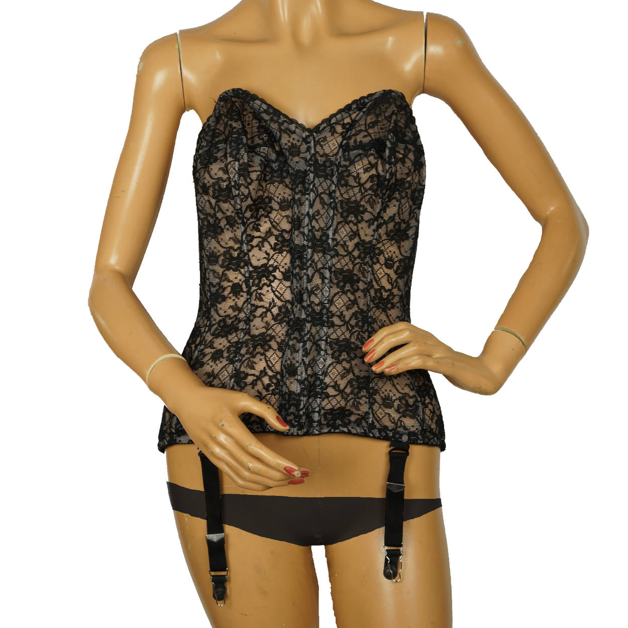 Vintage 1950s Black Lace Corset w Garter Straps Bra S Lette by Lady Ma Poppy's Vintage Clothing Vintage 1950s Black Lace Corset w Garter Straps Bra S Lette by Lady Ma Poppy's Vintage Clothing