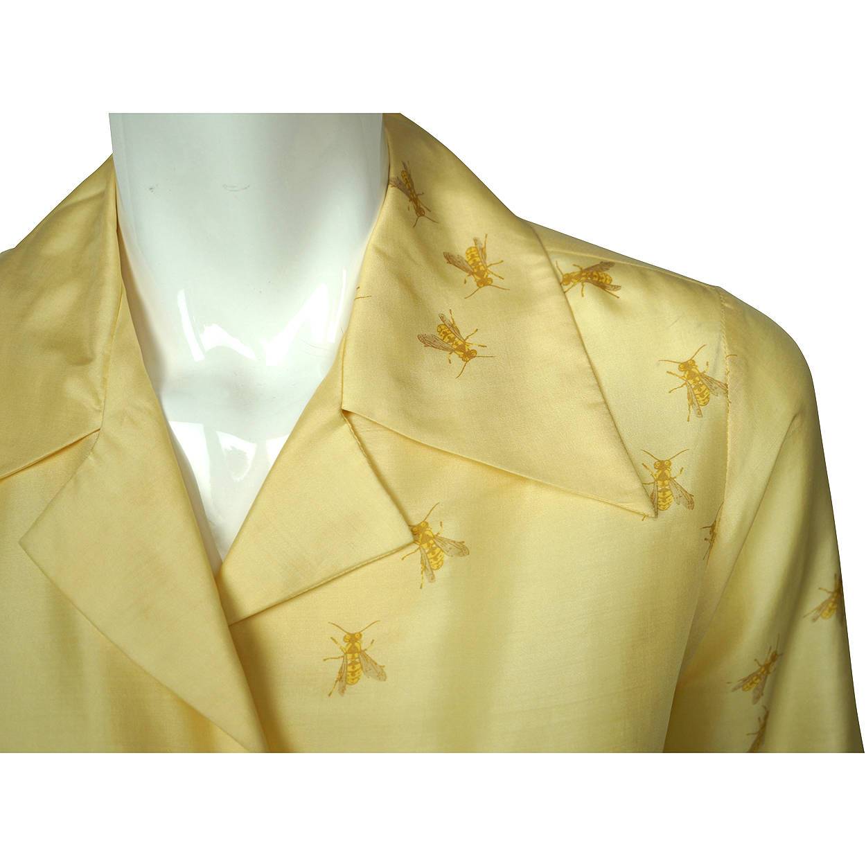 Vintage 1970s Silk Shirt Blouse Bee Pattern Lady Van Laack Germany Holt Renfrew - Poppy's Vintage Clothing