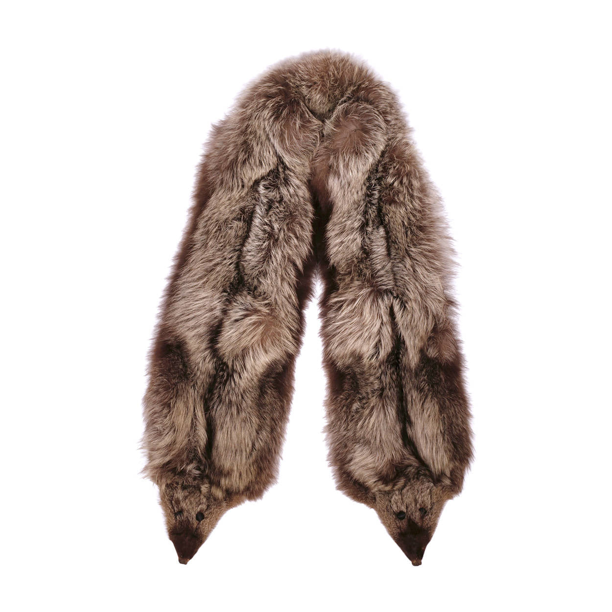 Vintage 1950s Silver Fox Fur Stole Large Shoulder Wrap with Heads 79” x 10.5” - Poppy's Vintage Clothing