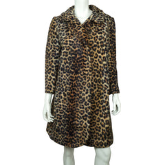 Vintage 1960s Faux Fur Leopard Print Coat Acrylic Pile Ladies Size M - Poppy's Vintage Clothing