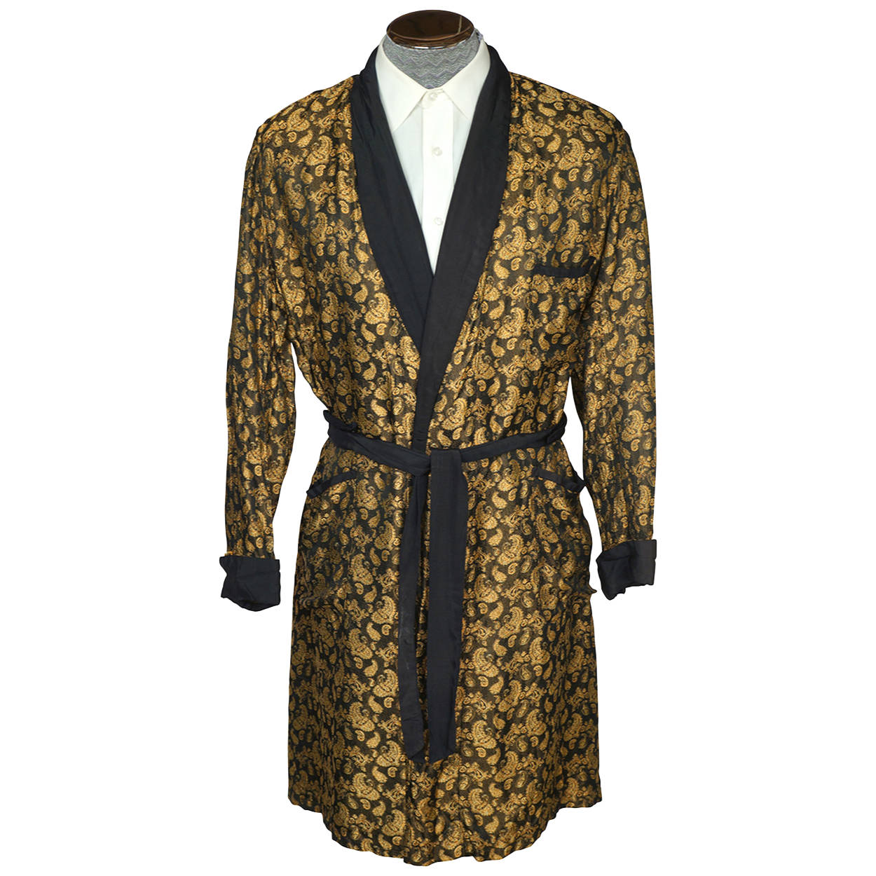 Vintage 1950s Mens Dressing Gown Gold Paisley Ptn Lounge Ease by Manha Poppy's Vintage Clothing Vintage 1950s Mens Dressing Gown Gold Paisley Ptn Lounge Ease by Manha Poppy's Vintage Clothing