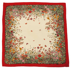 Vintage Mantero Silk Scarf Butterflies &amp; Flowers Made in Italy 34.5 - Poppy's Vintage Clothing