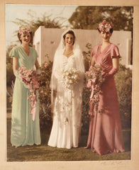 Vintage 1940s Australian Monte Luke Wedding Photo Hand Coloured Photograph Bride - Poppy's Vintage Clothing