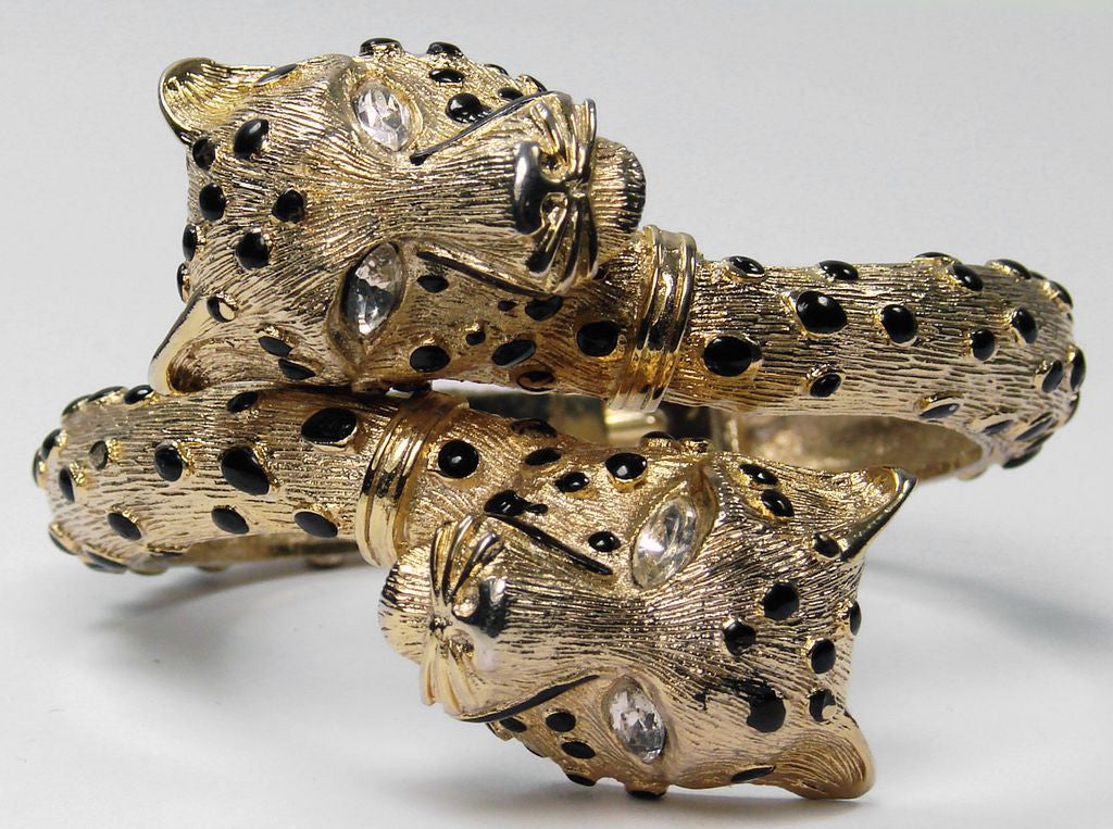Vintage Leopard Head Clamper Bracelet - Poppy's Vintage Clothing