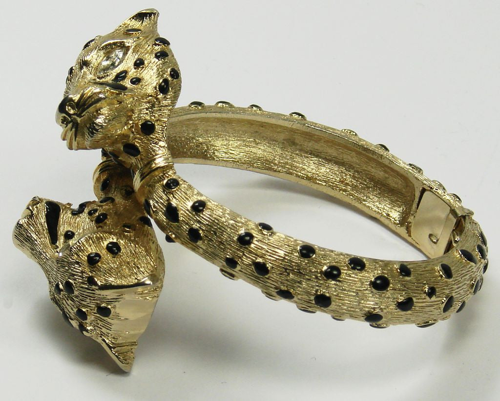 Vintage Leopard Head Clamper Bracelet - Poppy's Vintage Clothing