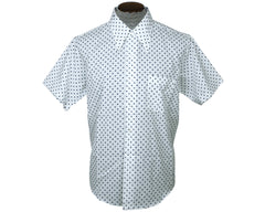 Vintage 60s Short Sleeve Button Up Shirt Polka Dot Unused XL - Poppy's Vintage Clothing