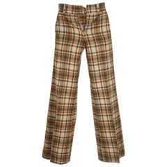 Vintage 1970s Plaid Pants Wool Blend Trousers 31” W Unisex - Poppy's Vintage Clothing