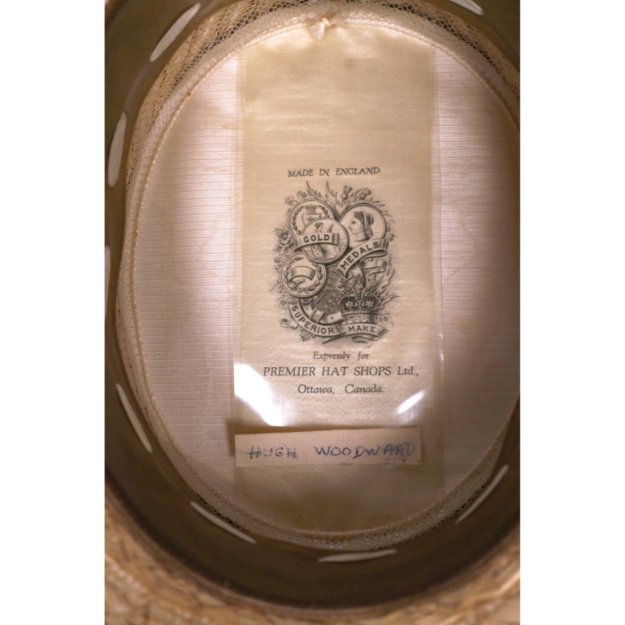 Vintage 1920s English Mens Straw Boater Premier Hat Shops Ottawa Size M - Poppy's Vintage Clothing