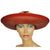 Vintage 1940s Red Straw Hat Wide Brim Flower Decoration Flore Deschamps Montreal - Poppy's Vintage Clothing