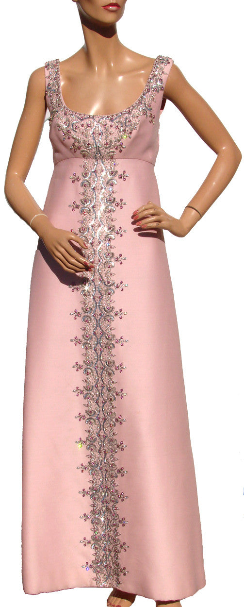 Vintage 60s Evening Gown with Matching Coat Beaded Pink Shantung Silk Poppy's Vintage Clothing Vintage 60s Evening Gown with Matching Coat Beaded Pink Shantung Silk Poppy's Vintage Clothing