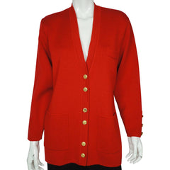 Saint James France Red Cardigan Sweater Wool Knit Yacht Wear Ladies US Size 12 - Poppy's Vintage Clothing