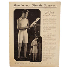 Vintage 1920s Shaugnessy Olovnit Mens Underwear Trade Sales Ad Promo - Poppy's Vintage Clothing