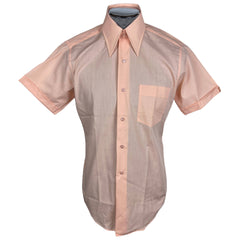 Vintage NOS 1970s Short Sleeve Dress Shirt Unused Pink Sz M