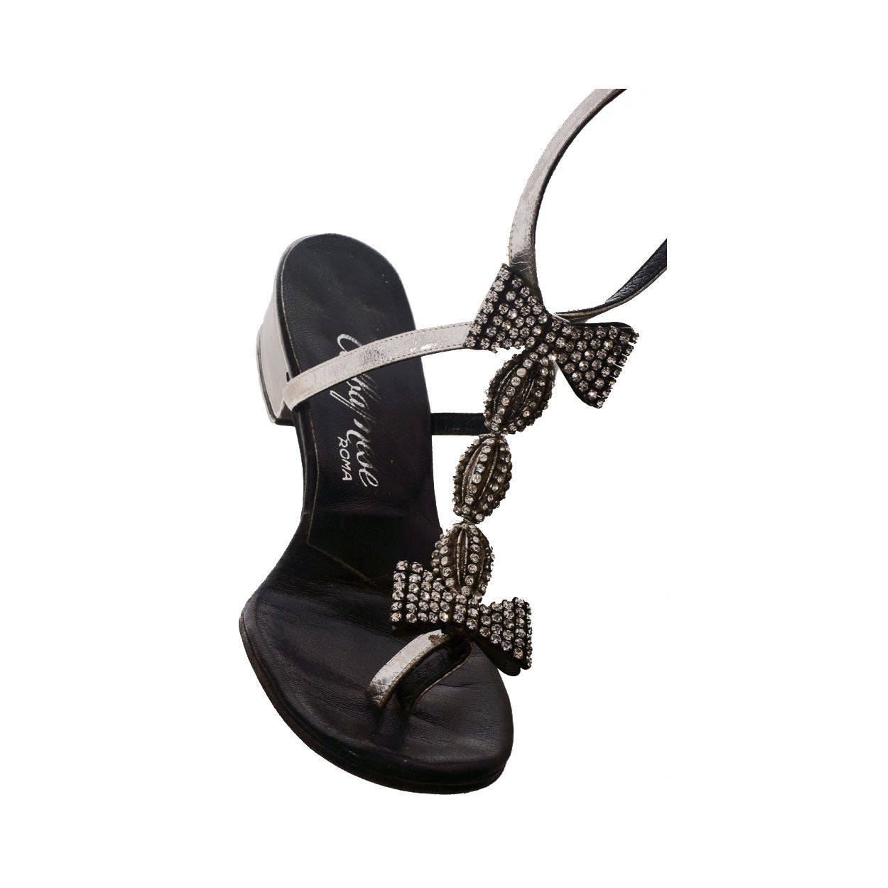 Vintage 1960s Rhinestone Sandals - Enzo Albanese Rome - Poppy's Vintage Clothing