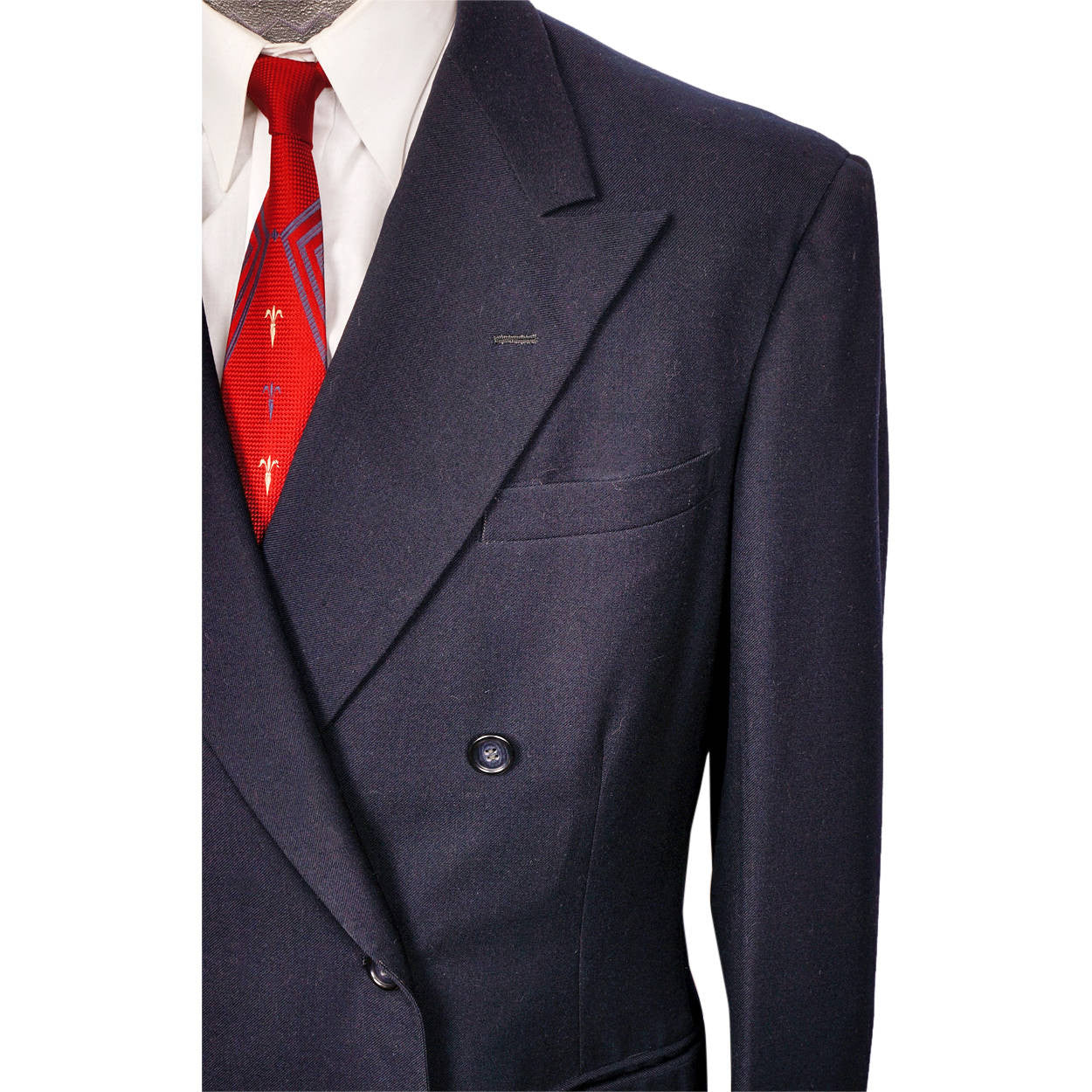 Vintage 1950s Mens Suit Blue Gab Wool Dated 1954 Size L 42 Tall - Poppy's Vintage Clothing