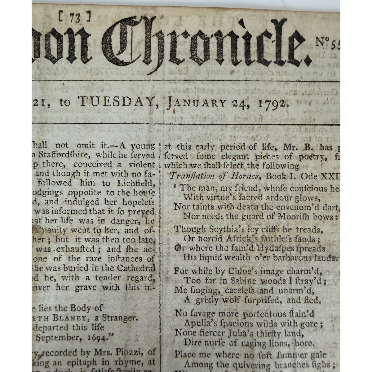 1792 London Chronicle No 5527 original fourpence newspaper