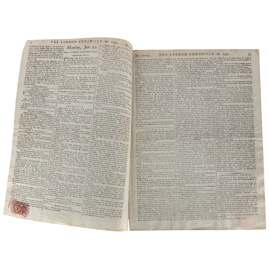 Samuel Johnson biography in 1792 London Chronicle newspaper
