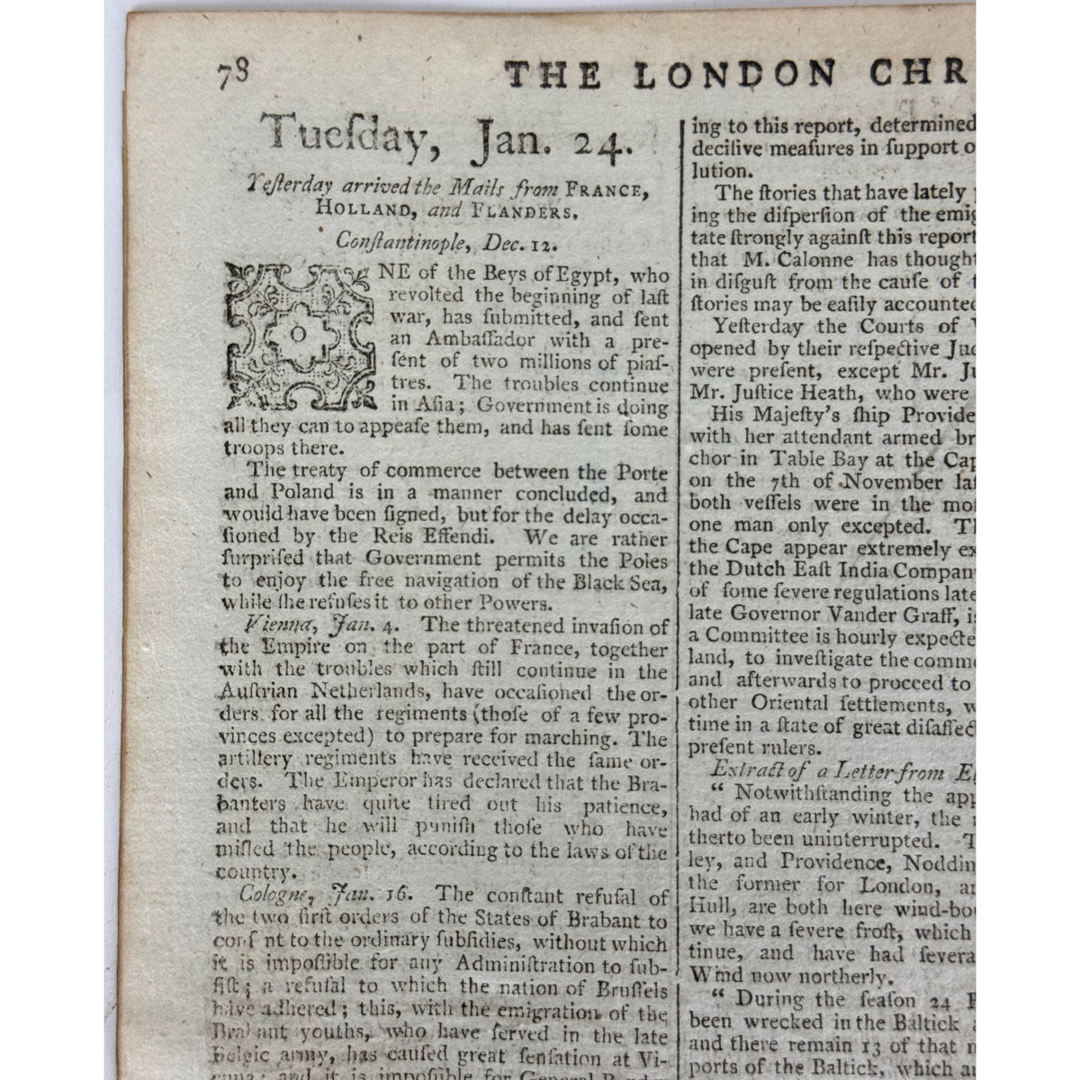 1792 London Chronicle world news