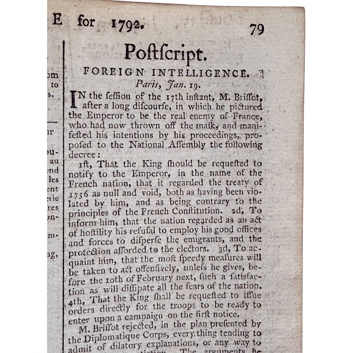 1792 London Chronicle French Revolution foreign intelligence