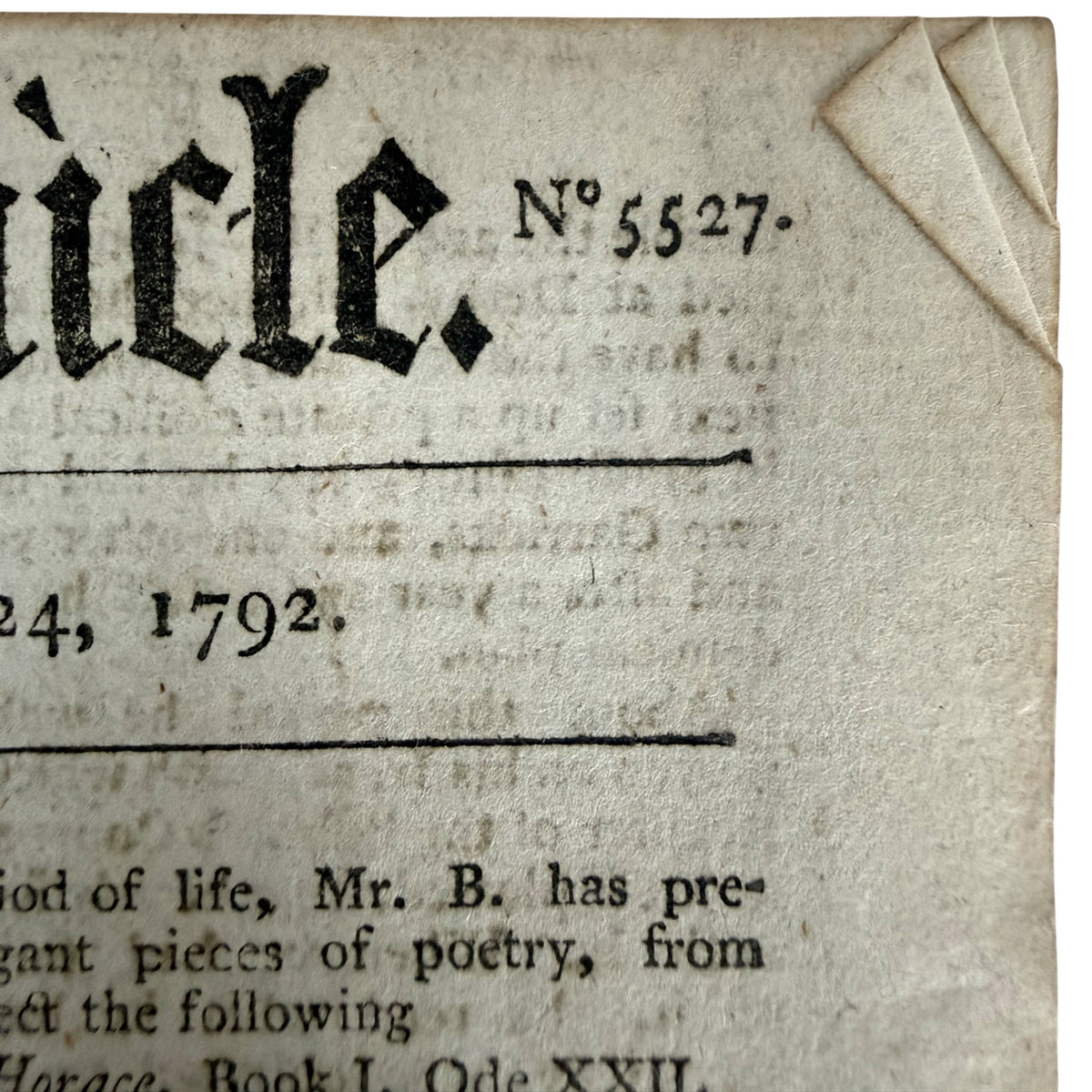 1792 London Chronicle close up