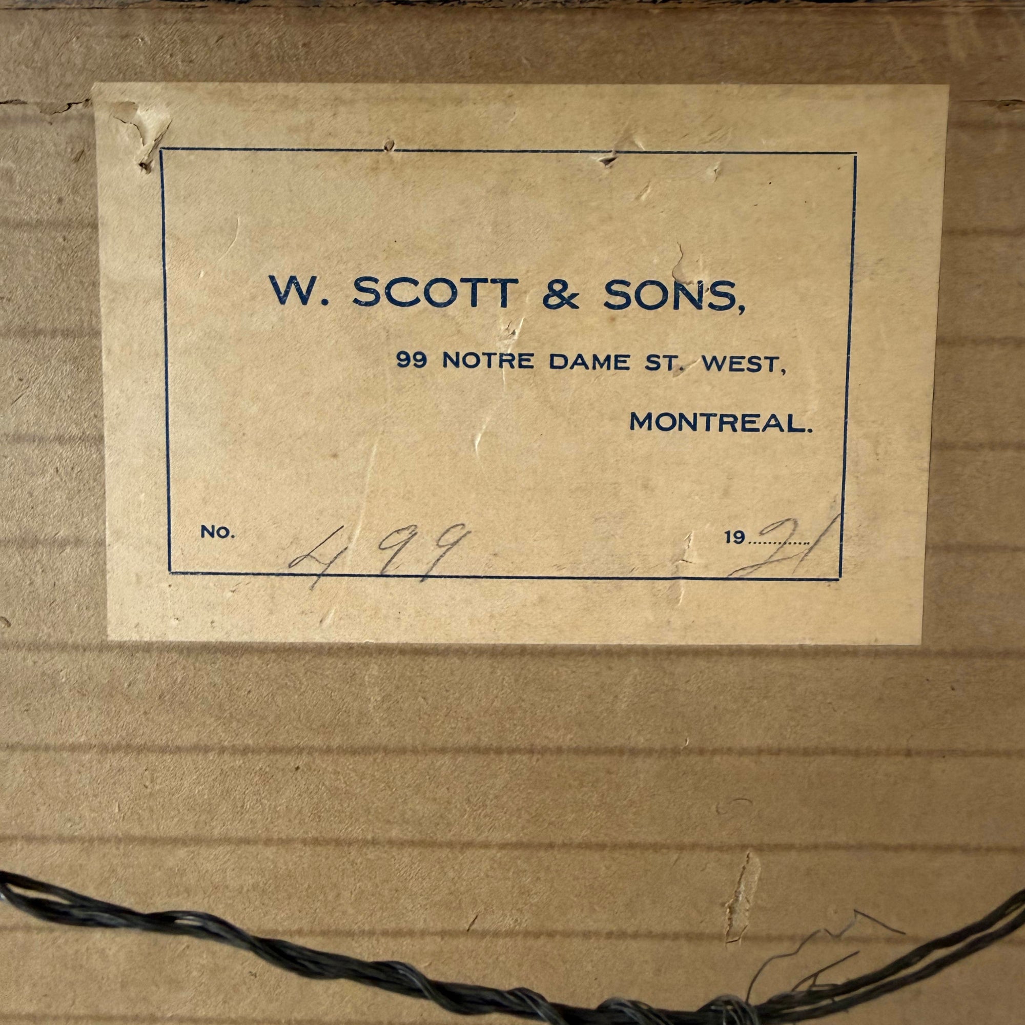 W Scott & Sons Montreal framing label dated 1921

