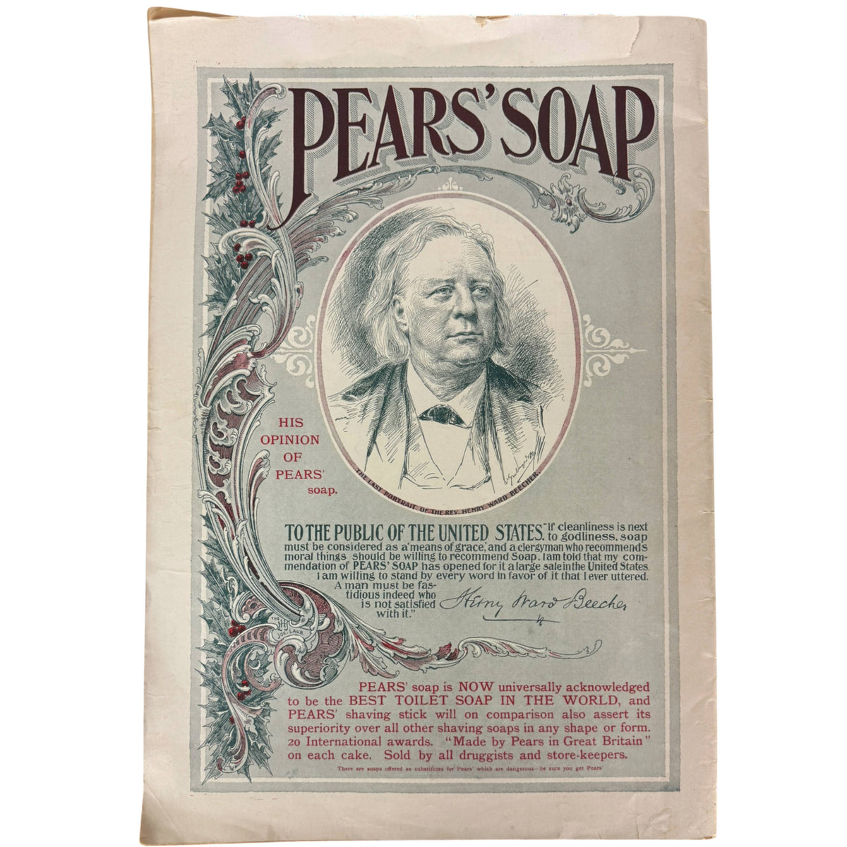 back cover of the 1895 Ladies Home Journal with Pears' Soap advertising card