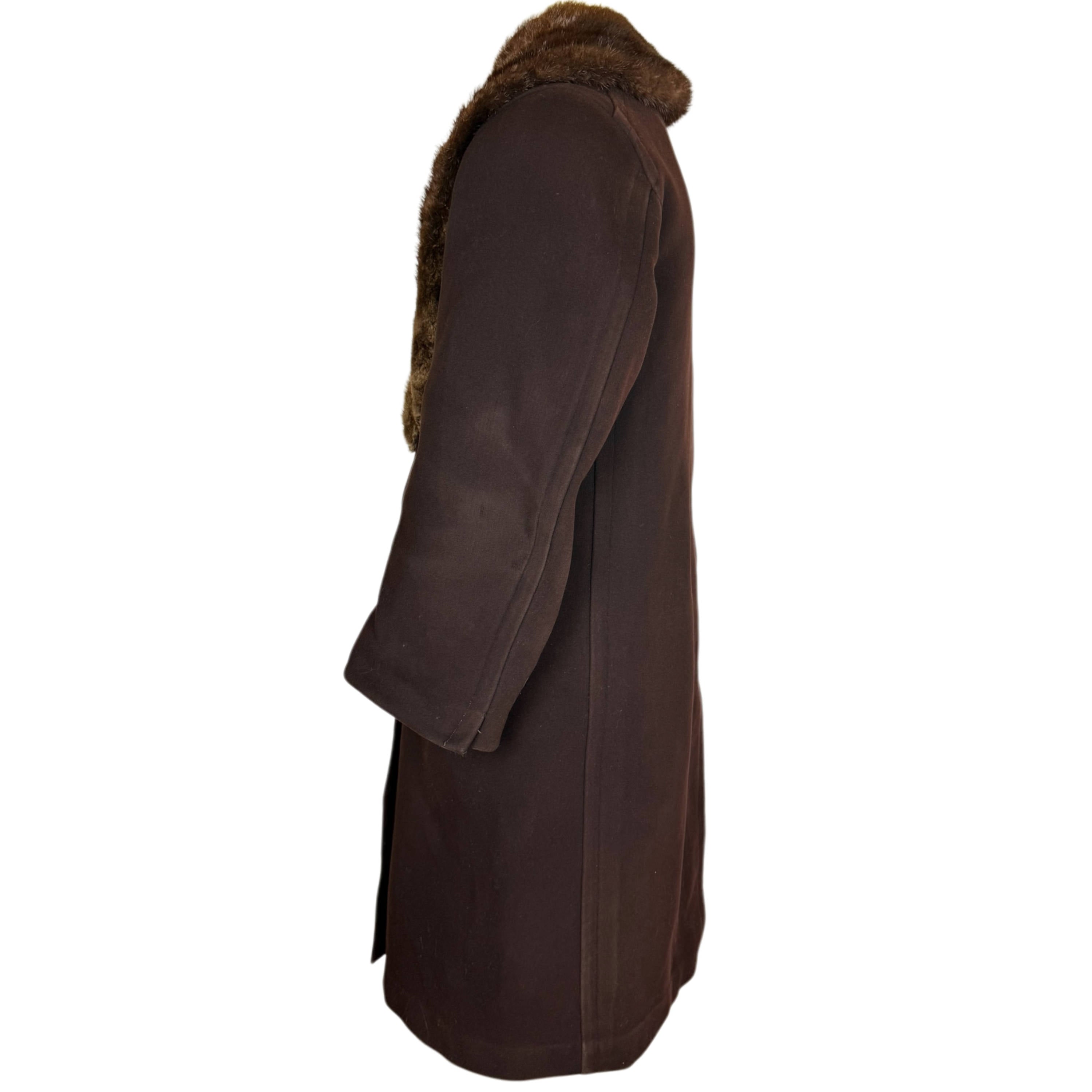 Antique Edwardian Mens Winter Coat Melton Wool Overcoat Sz M