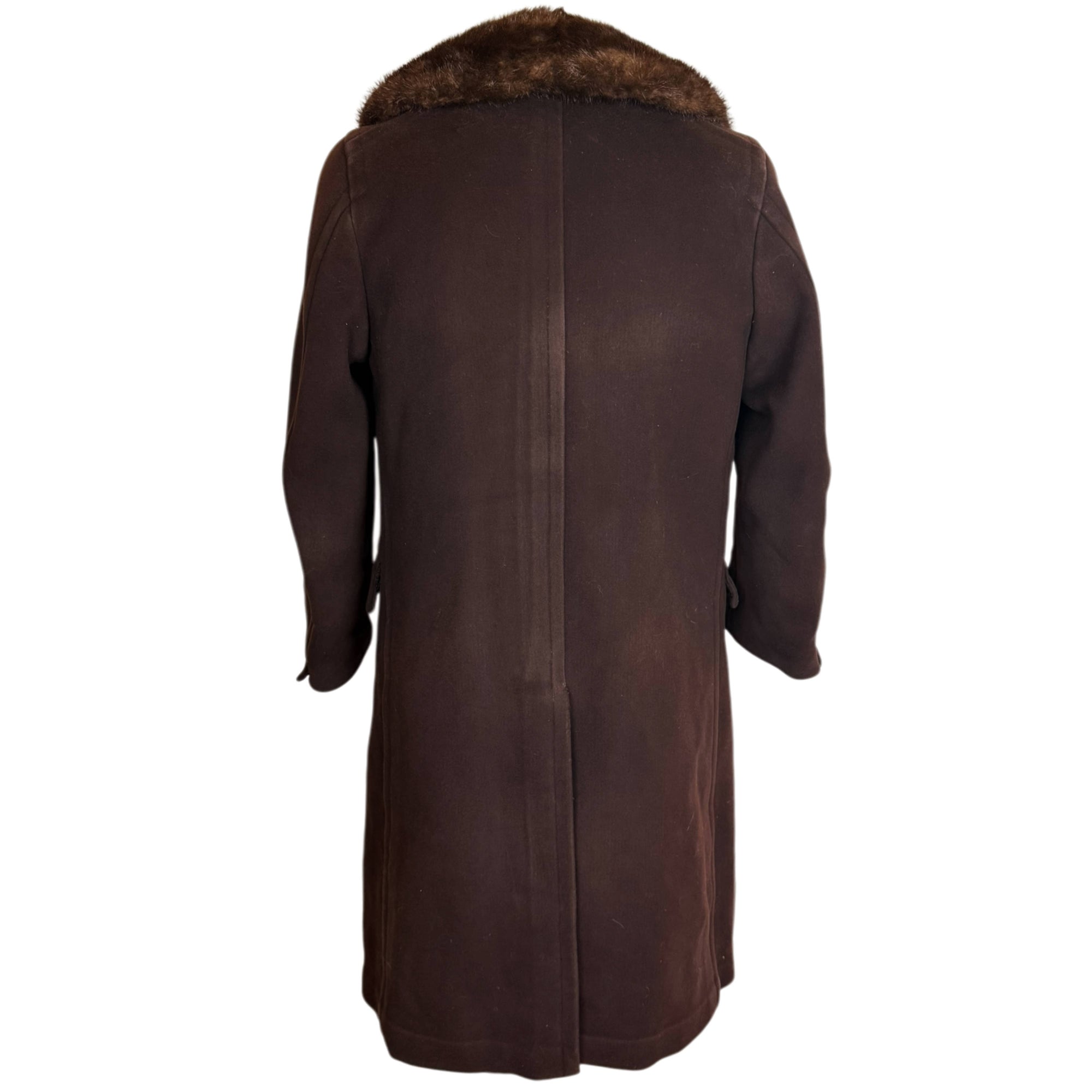 Antique Edwardian Mens Winter Coat Melton Wool Overcoat Sz M