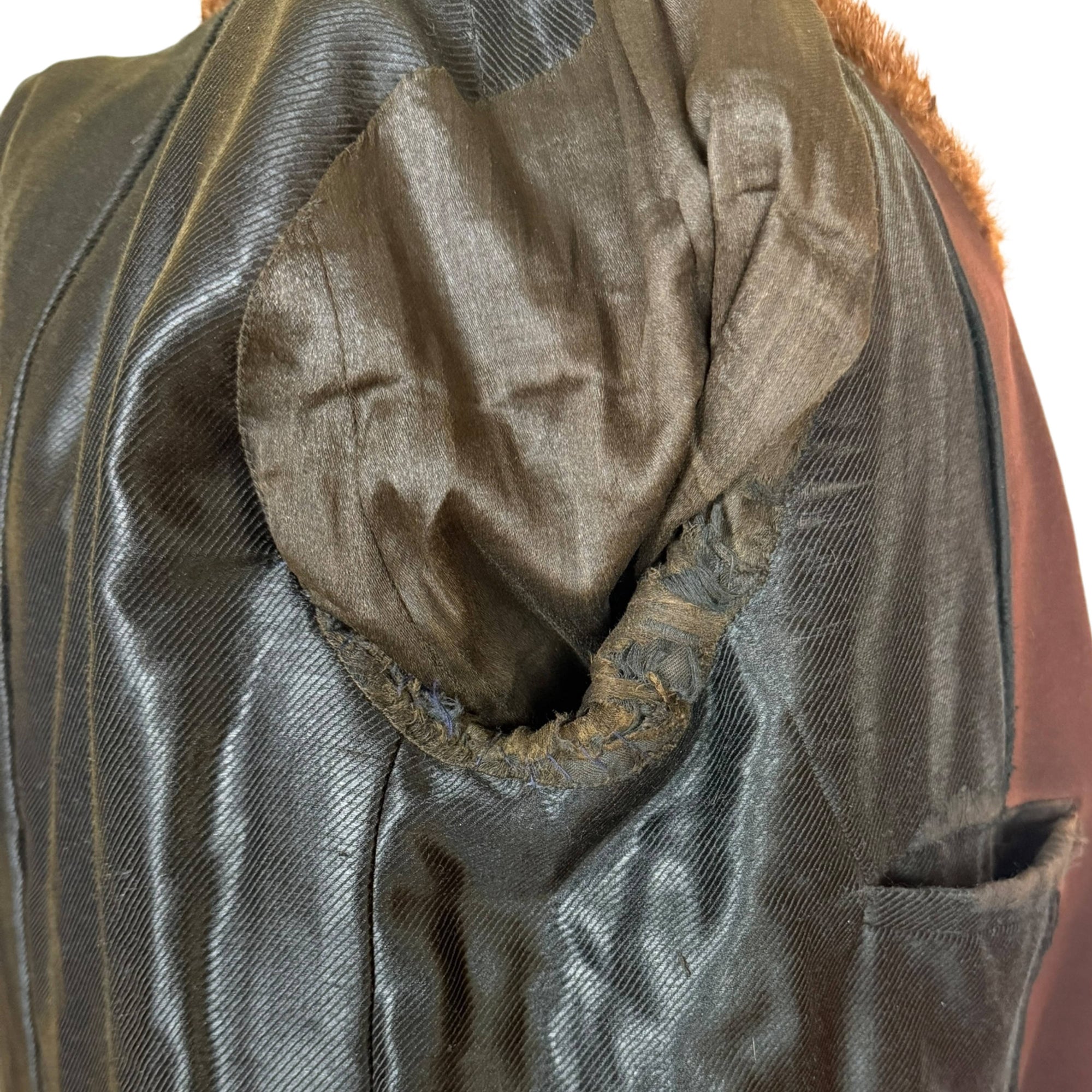 Antique Edwardian Mens Winter Coat Melton Wool Overcoat Sz M