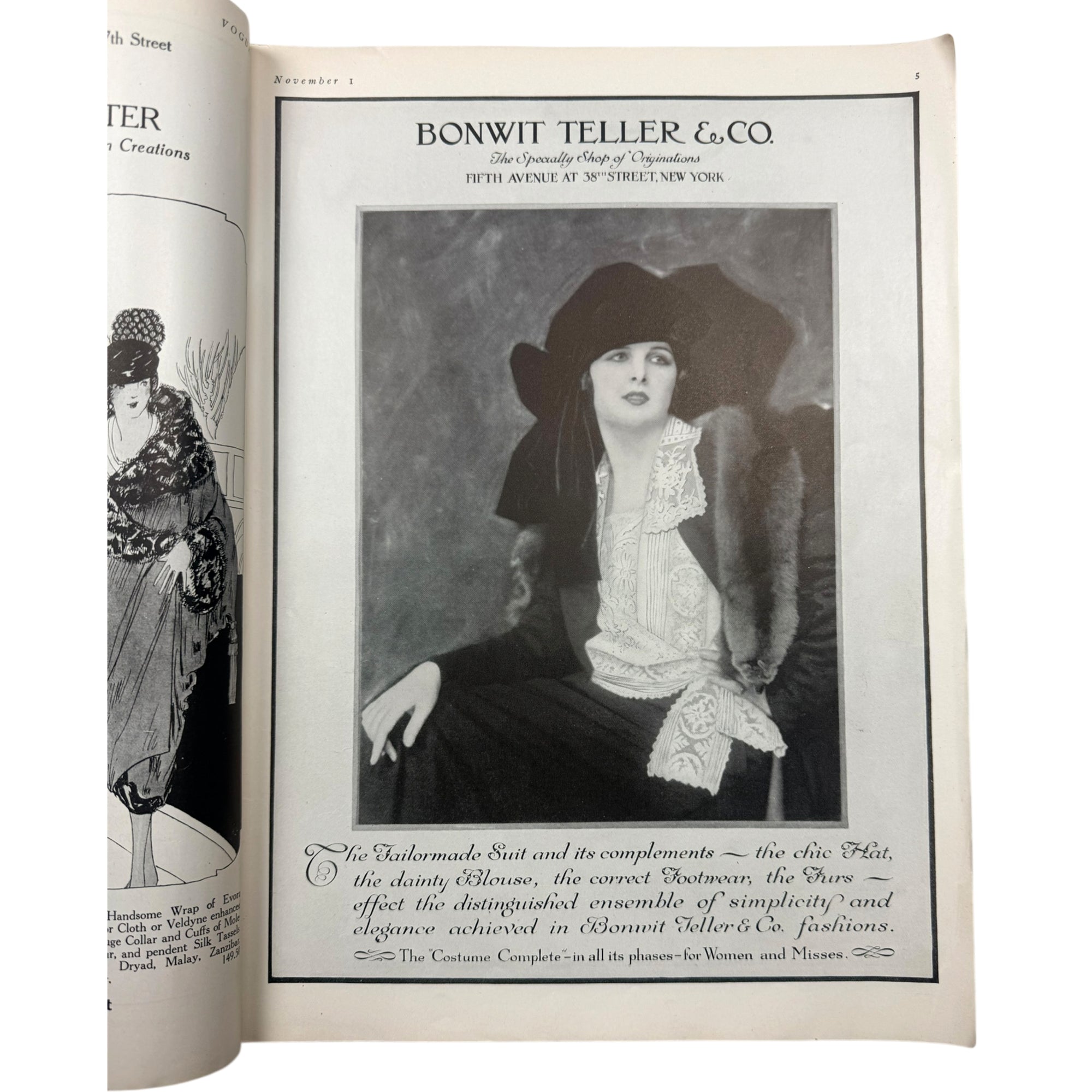 Vintage 1920 Vogue Magazine November 1 Winter Fashions Issue