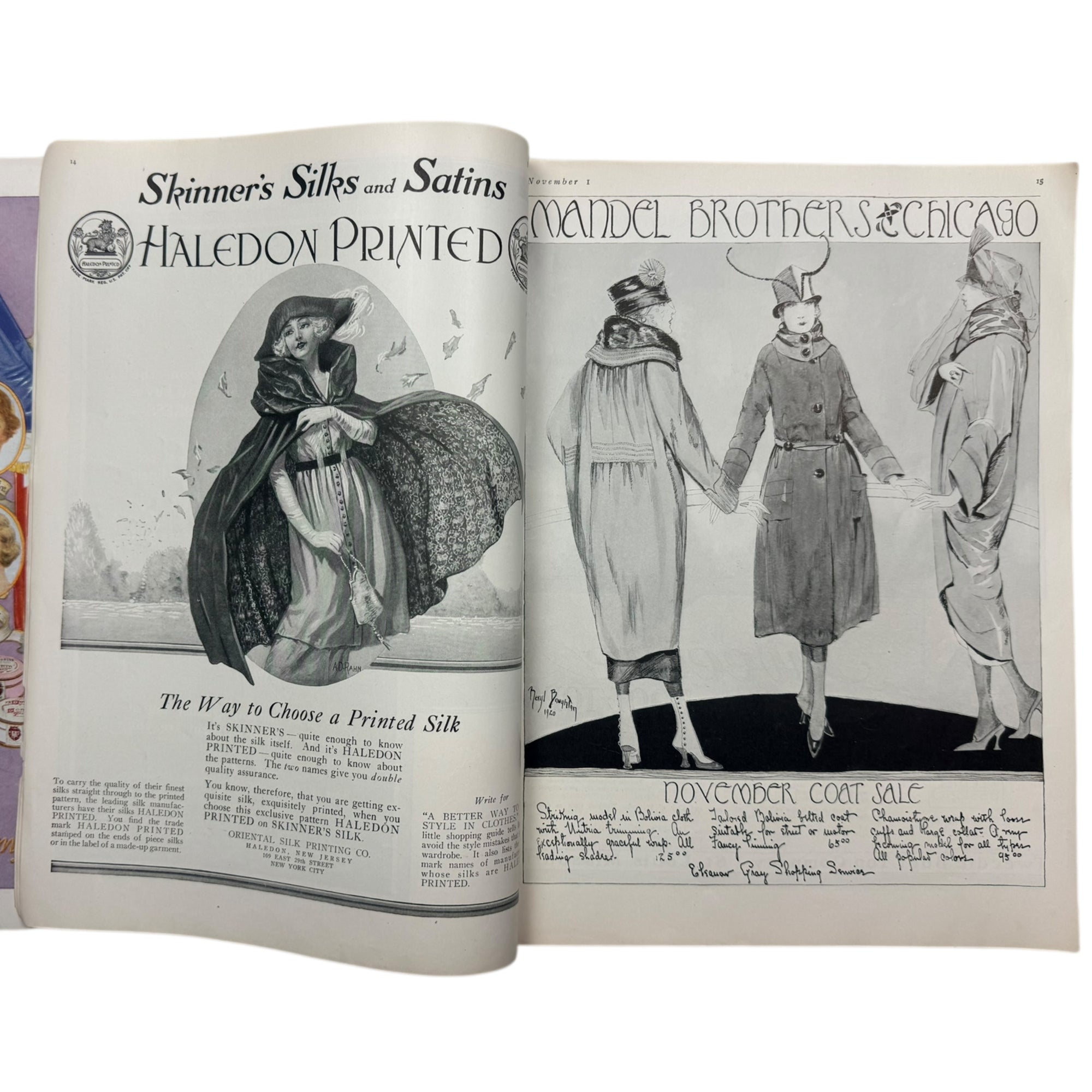 Vintage 1920 Vogue Magazine November 1 Winter Fashions Issue