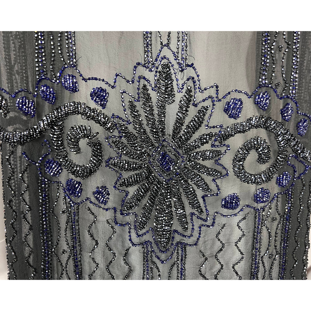 Vintage 1920s Flapper Dress Beaded Silk Chiffon Size M
