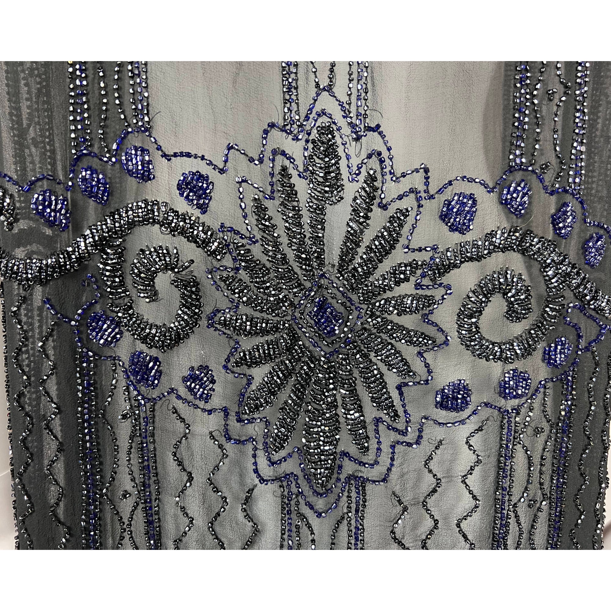 Vintage 1920s Flapper Dress Beaded Silk Chiffon Size M