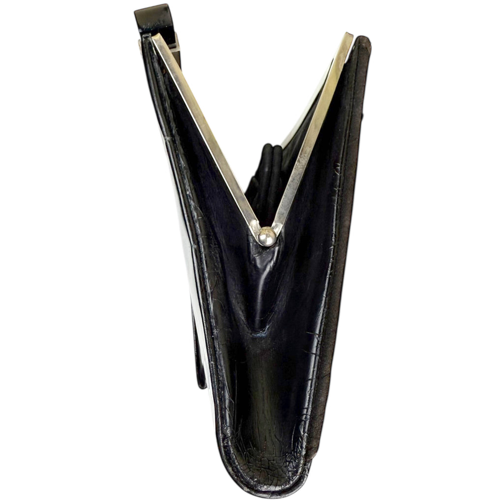 1920s French Art Deco Clutch Purse Leather & Suede w Bakelite Cornered Chrome Frame